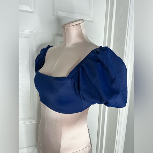 Agua Bendita Calista Puff Sleeve Tie Back
Bikini Top Blue Sz S - Picture 5 of 11